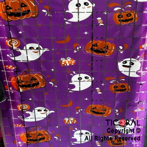 CORTINA CUADROS HALLOWEEN VIOLETA 2MT X 1MT x 1